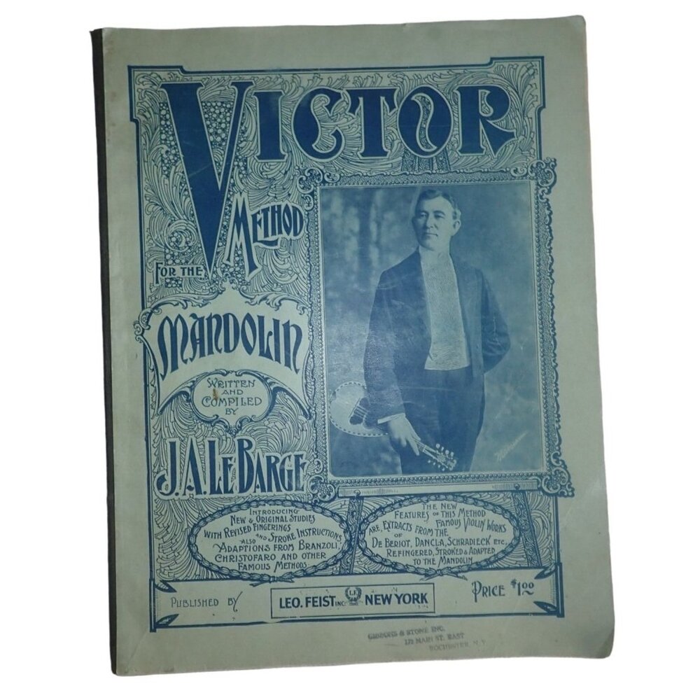 1901 Victor Method for the Mandolin by J.A. LeBarge, Leo Feist Book Original‎
